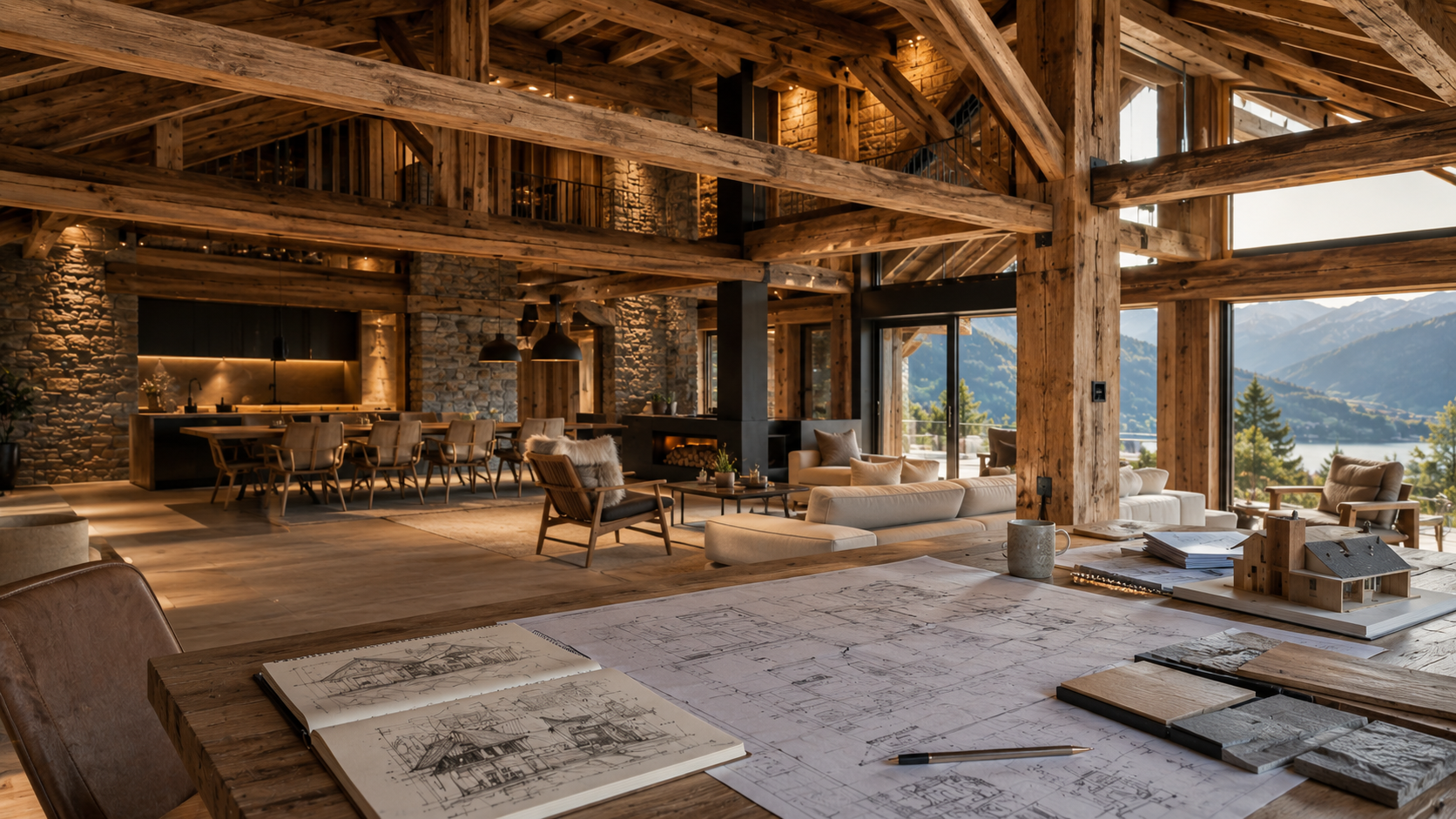 Réhabilitation d'une grange savoyarde : conservation de la charpente apparente, ouvertures repensées, matériaux biosourcés